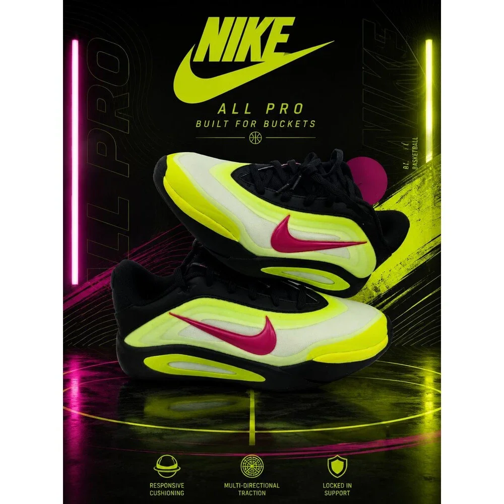 Nike A'One SE GS Blck Hypr Pink Volt A'ja Basketball Shoes 6Y 7.5W HQ2294-00
